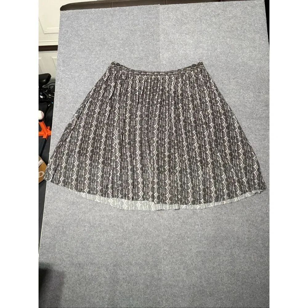 Rachel Roy 3X Gray Snake Print Pleated A-Line Skirt Plus Size Pull On Midi - Picture 2 of 8